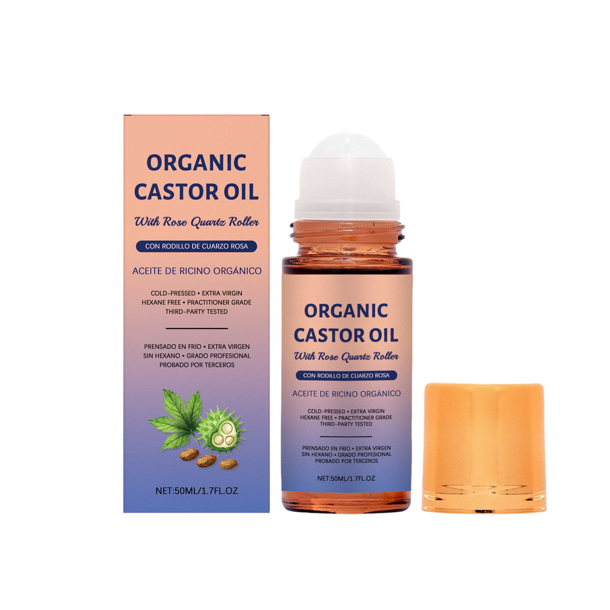 Castor Oil Care Roller Ball for Skin Moisturizing and Massage